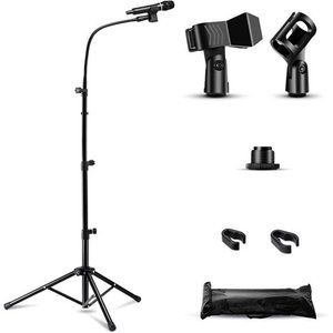 Microphone Stand,Metal Height Adjustable＆360°Gooseneck Boom Arm Mic Stand Tripod